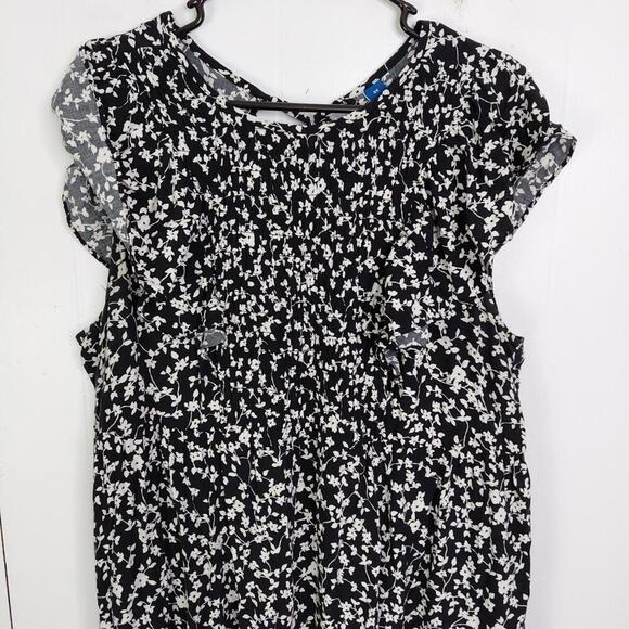 Old Navy Dress Womens 2X Ruffle Sleeveless Smocked Back Midi Micro Florals - Picture 3 of 9